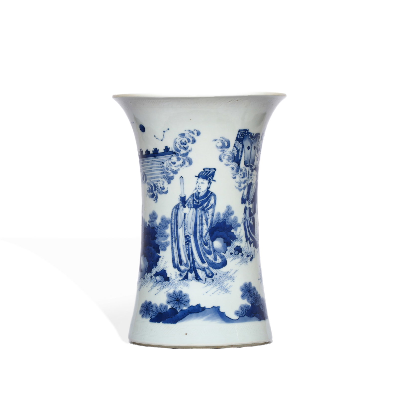 A PEN HOLDER DEPICTING THE WORSHIP OF HEAVEN BY CHONGZHEN OF THE MING DYNASTY: H: 26.3cm D: 18.1cm