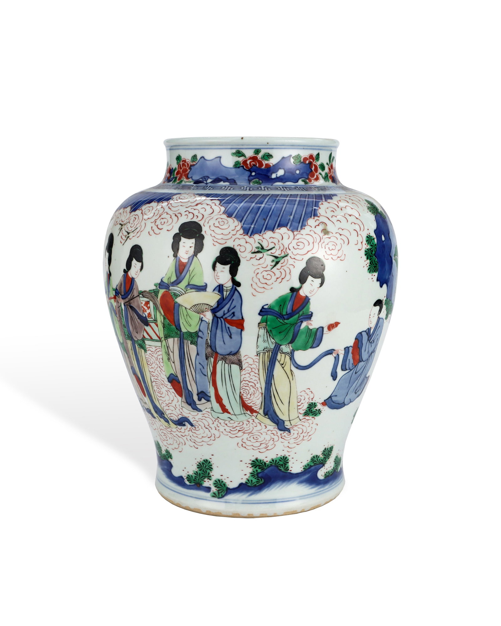 QING KANGXI MULTICOLORED LADY PATTERN JAR (1 of 6)