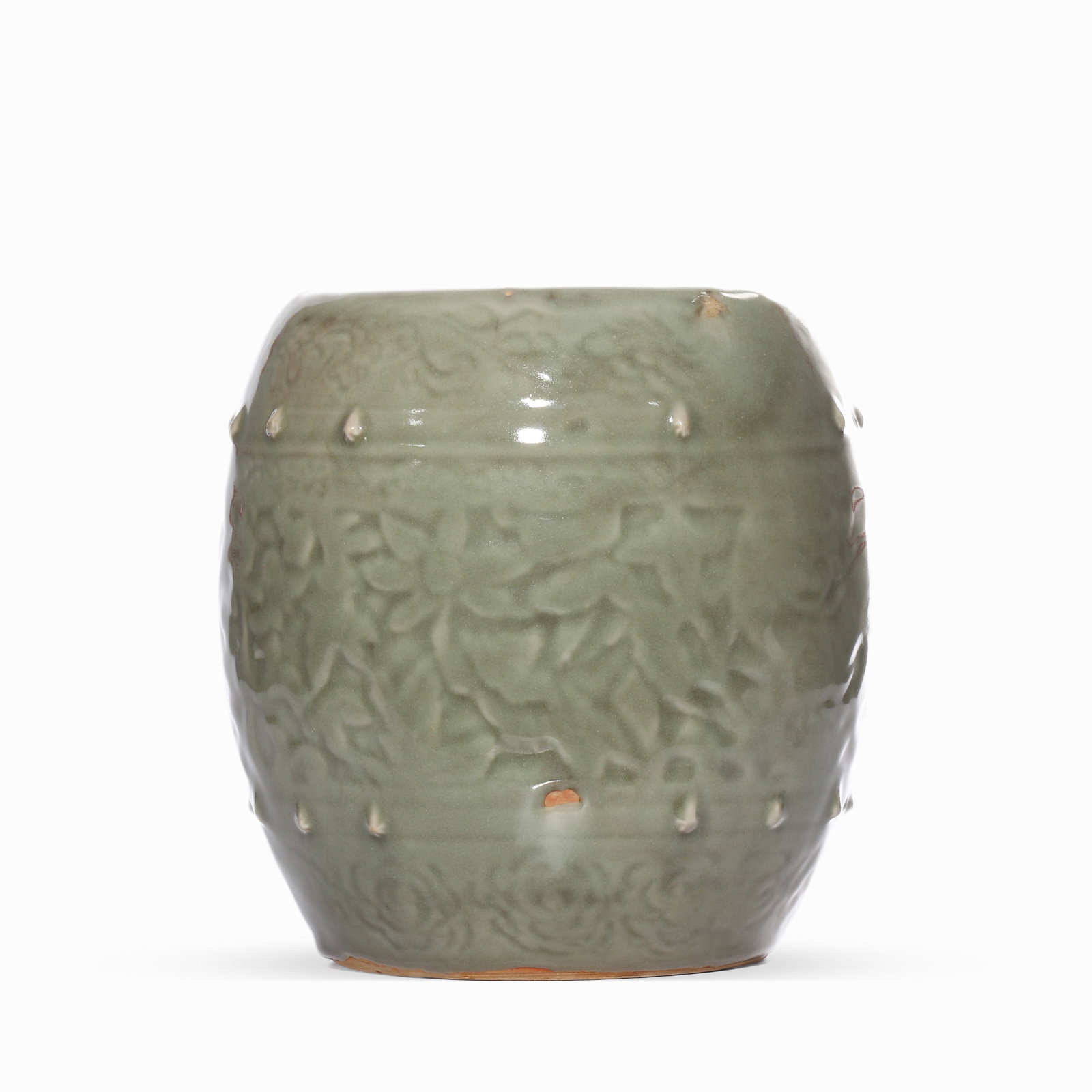 MING LONGQUAN KILN CELADON PRINTED DRUM NAIL PATTERN DRUM MOUND (1 of 4)