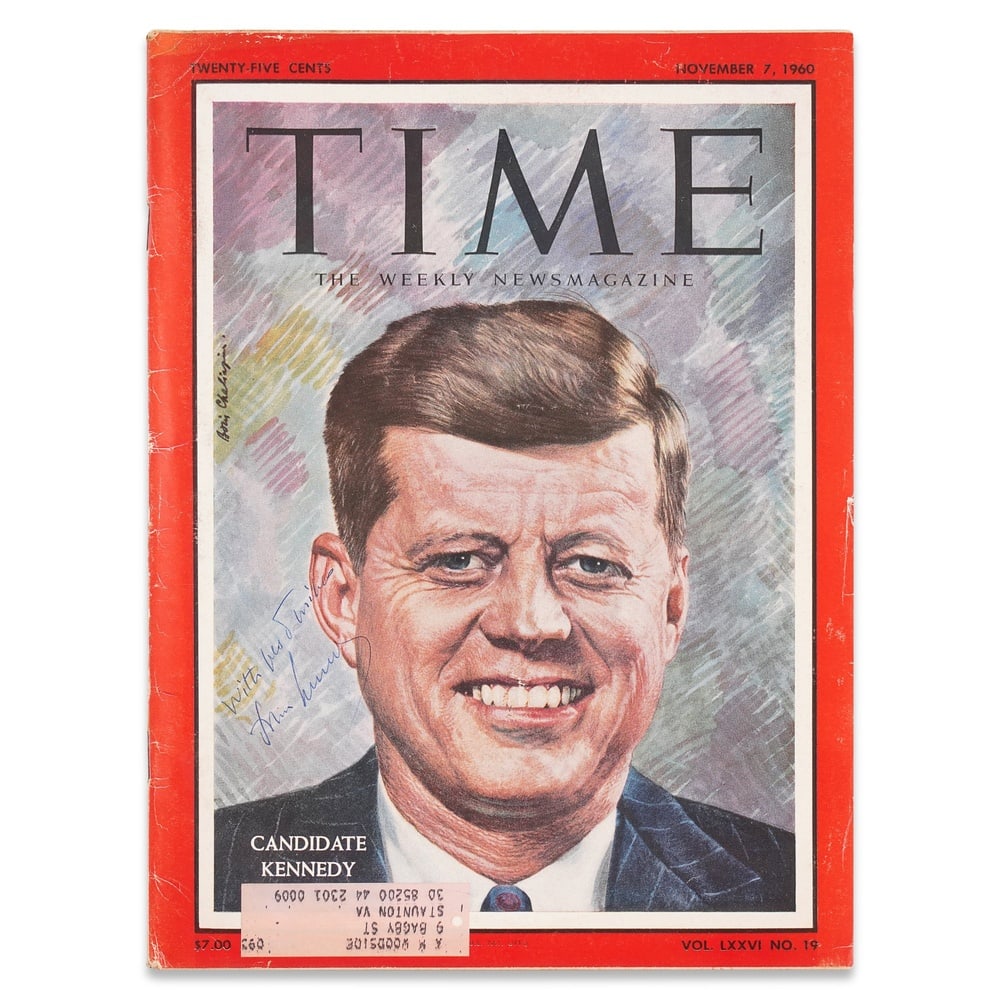 JOHN F. KENNEDY, SIGNED TIME MAGAZINE NOVEMBER 7, 1960 (1 of 3)