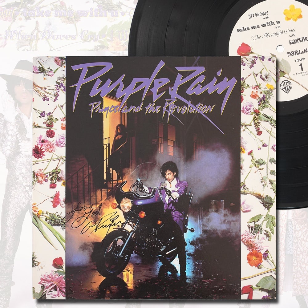 PRINCE, SIGNED "PURPLE RAIN" LP (1 of 7)