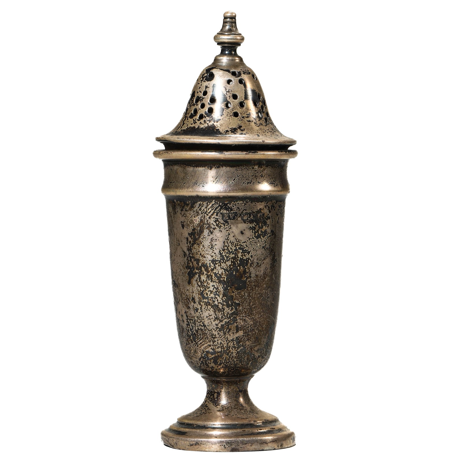 AN ENGLISH STERLING SILVER PEPPER CASTOR, R MARK, 20TH CENTURY. (1 of 8)