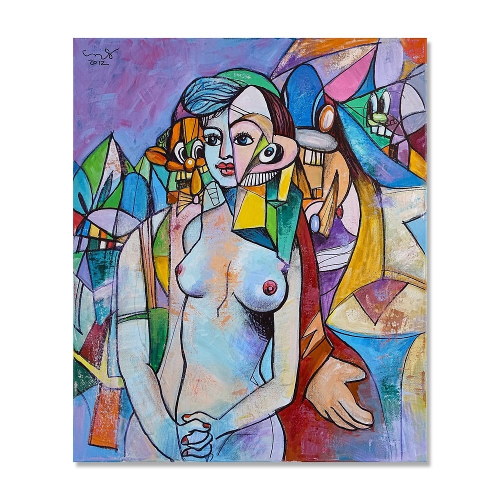 GEORGE CONDO (B.1957), ATTRIBUTED TO, OIL ON CANVAS: Signed (upper left) Image Dimensions: 35 7/8 x 29 7/8 in (91 x 76 cm) This painting comes with a COA, as received. George Condo stands as one of the most influential figures in postwar American painti