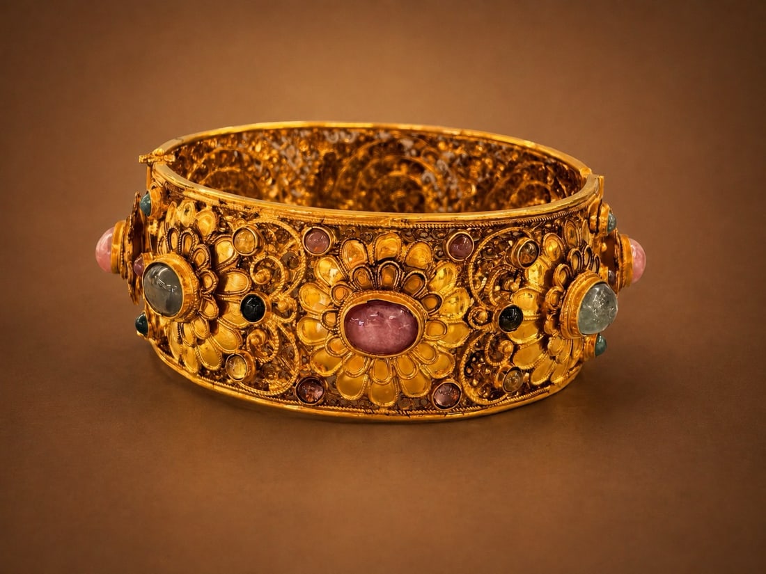 SILVER-GILT BRACELET FROM THE QING DYNASTY: D:6CM