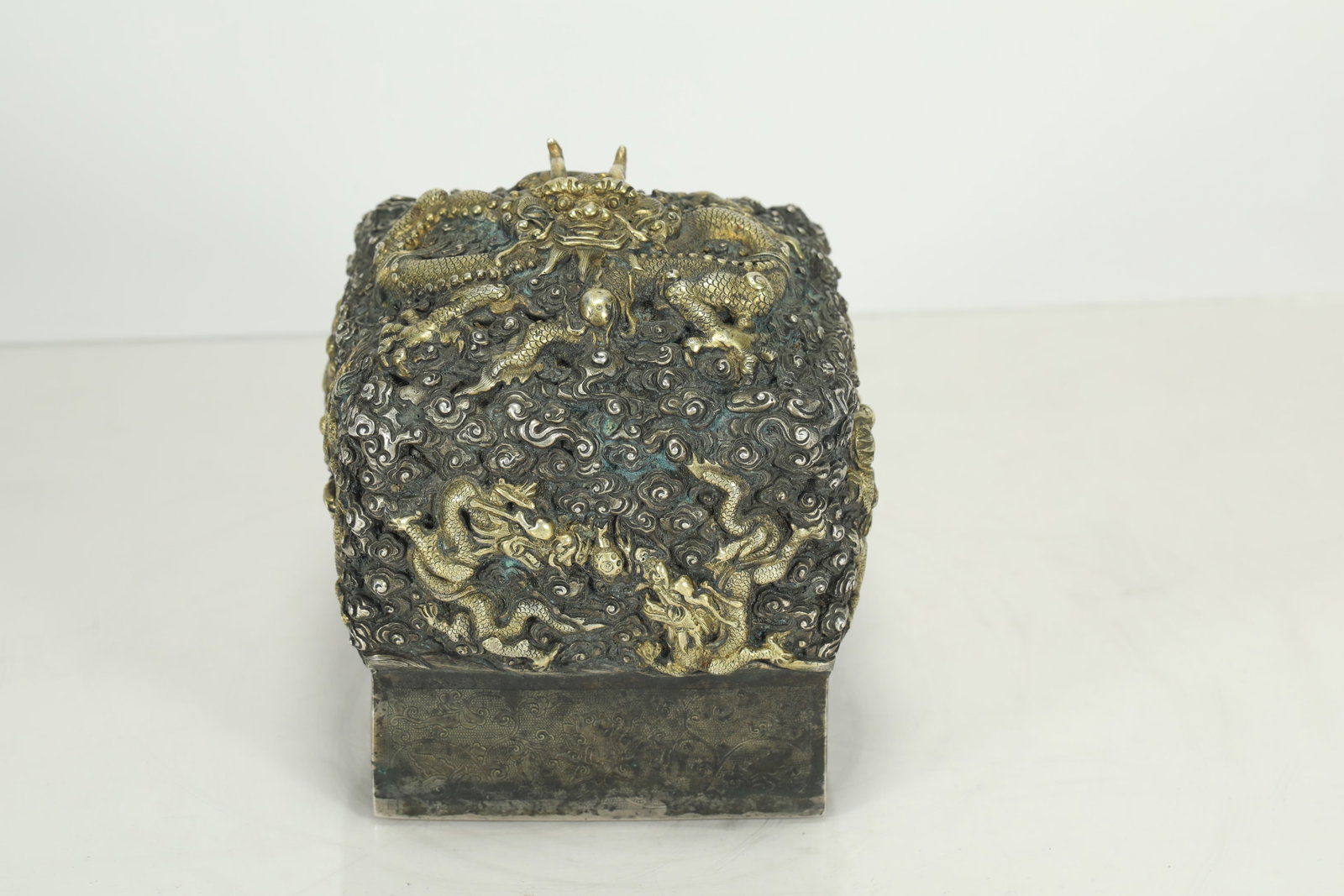 QING DYNASTY DUE TO GILDING SILVER: H:12CM L:11CM