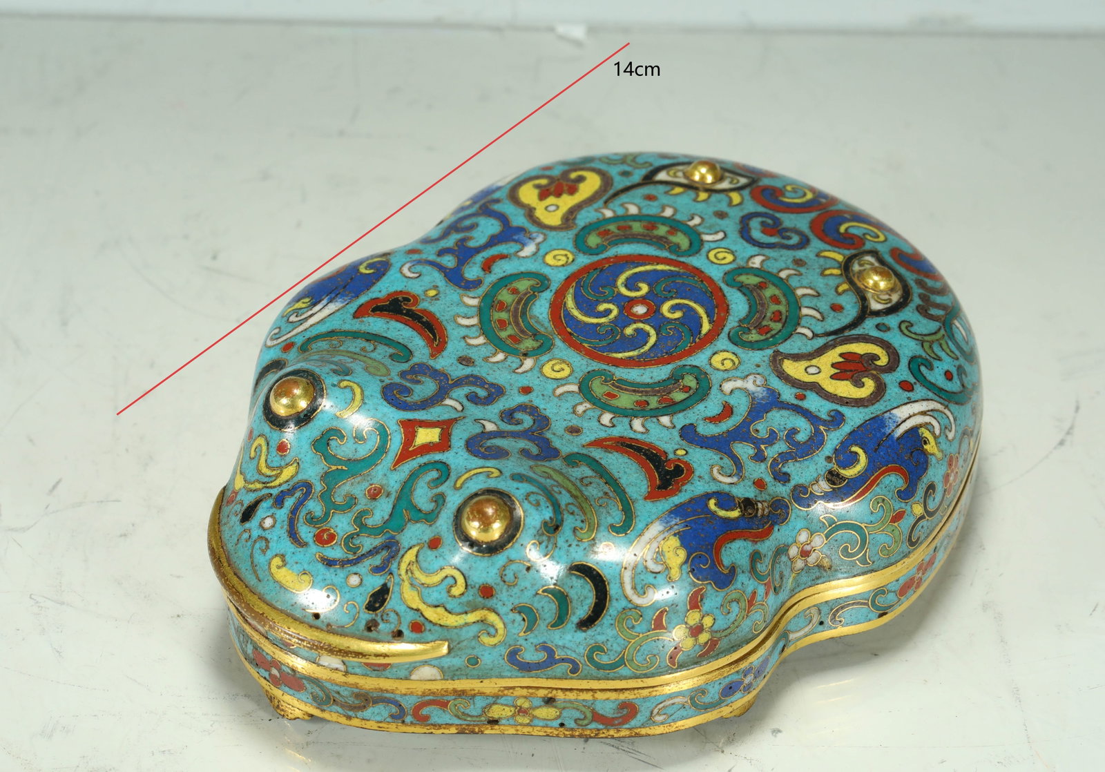 CLOISONN? COVERED BOX FROM THE QING DYNASTY: L:14CM