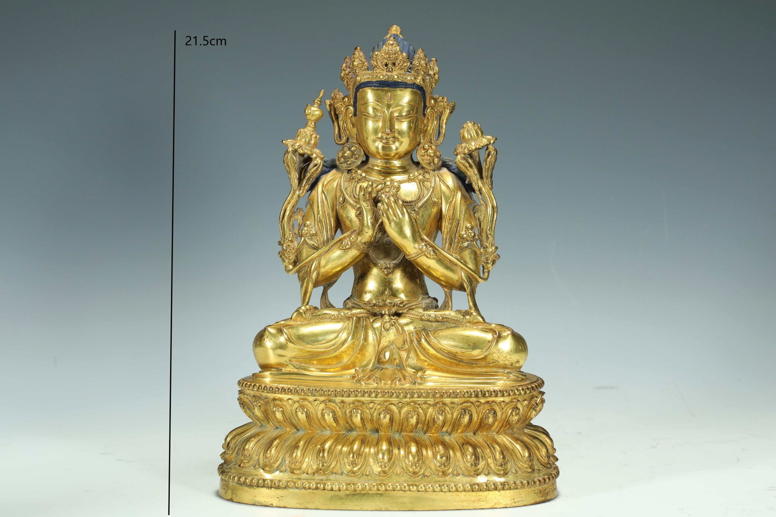 GILDED BODHISATTVA OF THE YONGLE PERIOD IN THE MING DYNASTY: H:21.5CM
