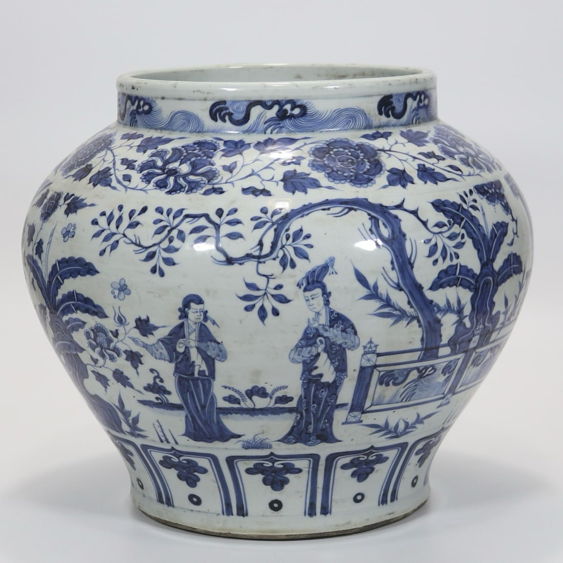 YUAN DYNASTY QING DYNASTY FIGURATIVE JAR: H:29.5CM