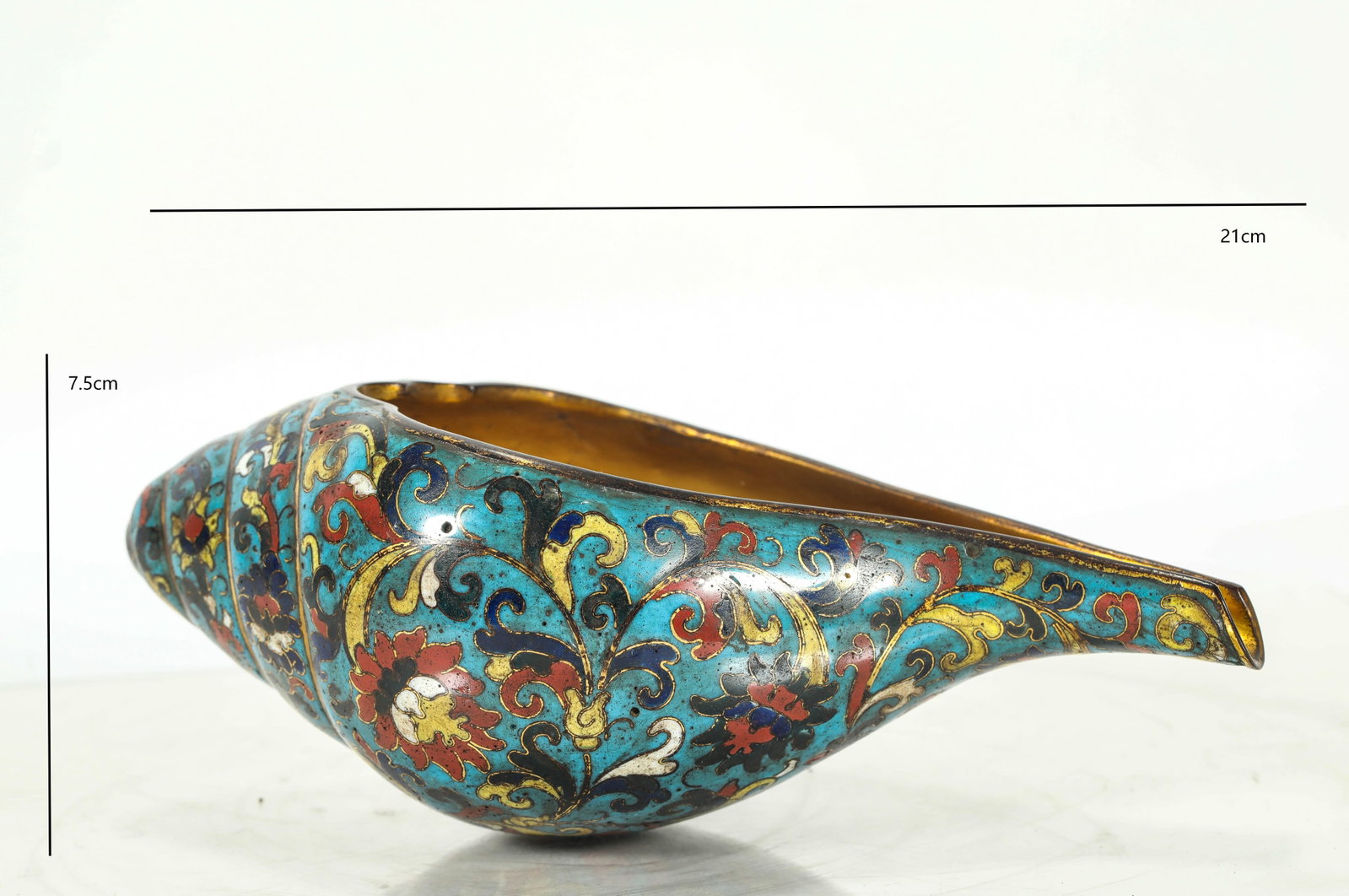 MING DYNASTY CLOISONN? CONCH: H:7.5CM L:21CM