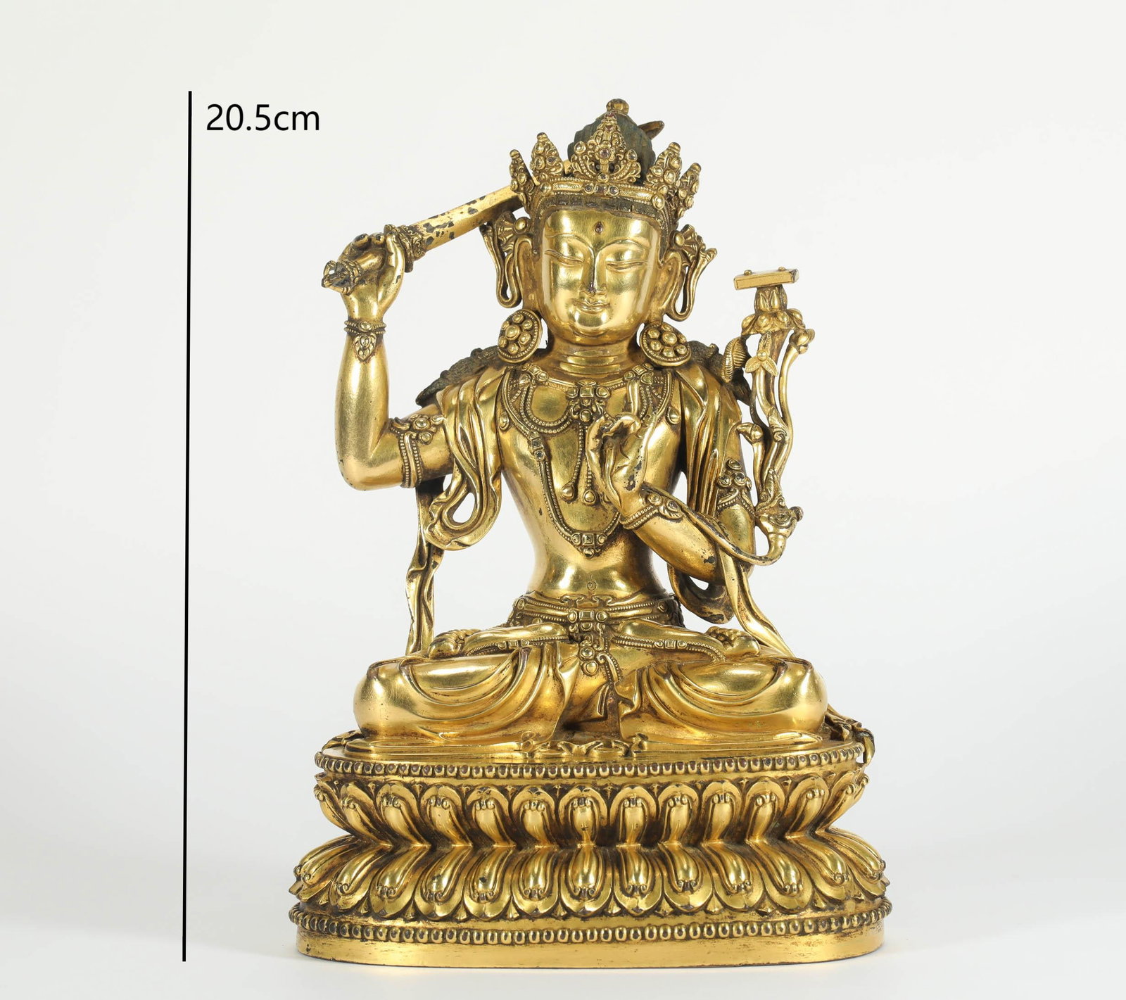 GILDED BODHISATTVA OF THE MING DYNASTY: H:20.5CM