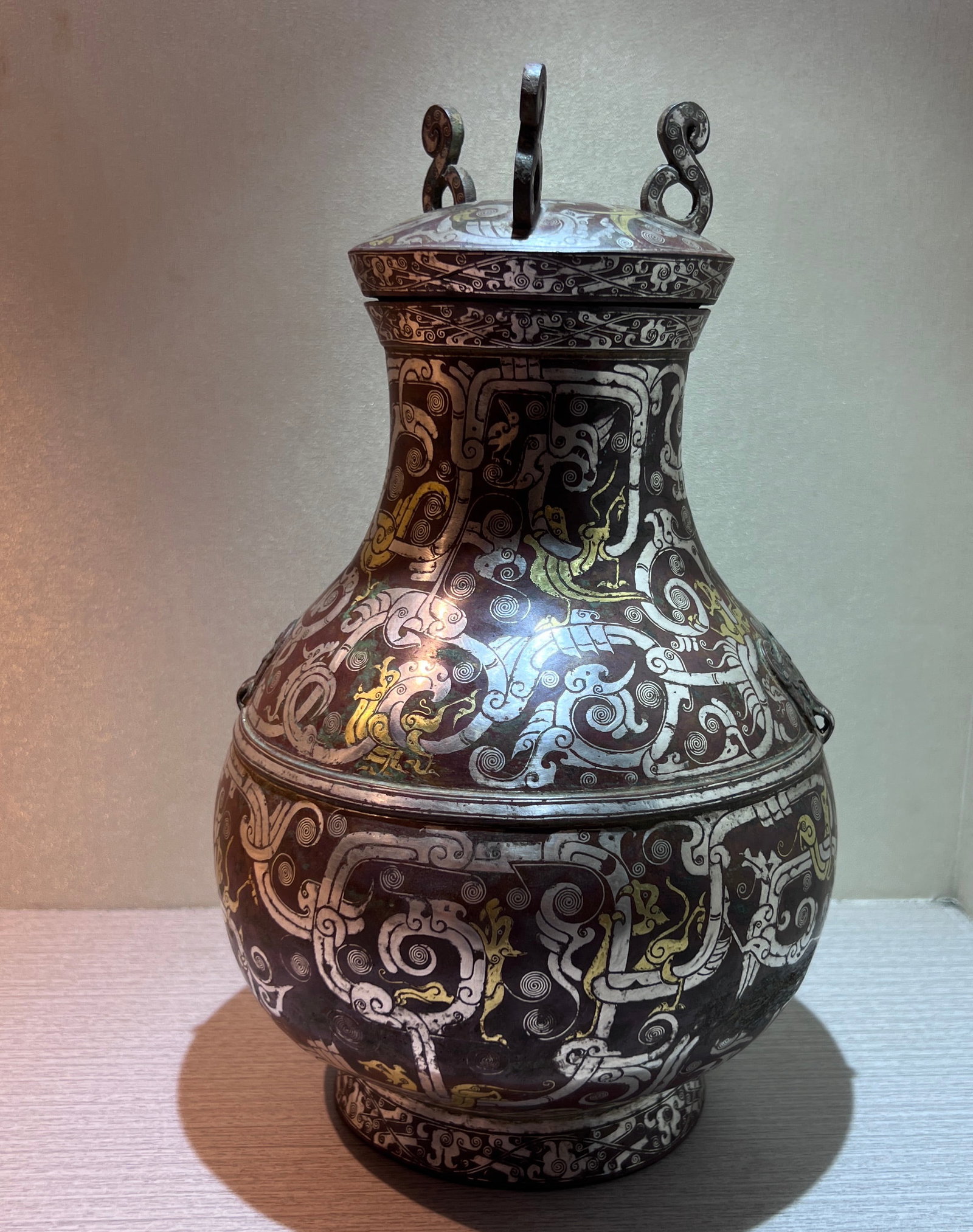 WARRING STATES PERIOD GOLD AND SILVER ZUN: H:31CM
