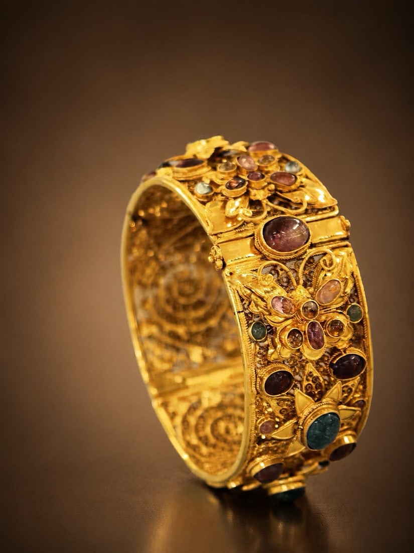 SILVER-GILT BRACELET FROM THE QING DYNASTY: D:6CM