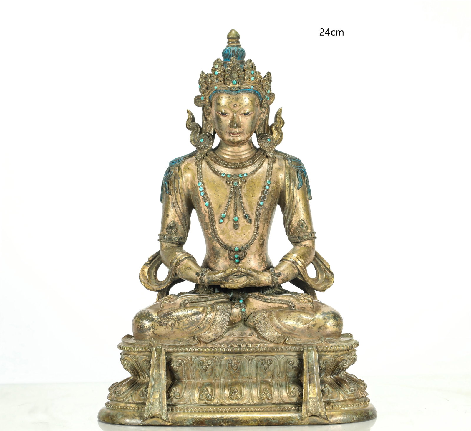 GILDED LONGEVITY BUDDHA FROM THE QING DYNASTY: H:24CM