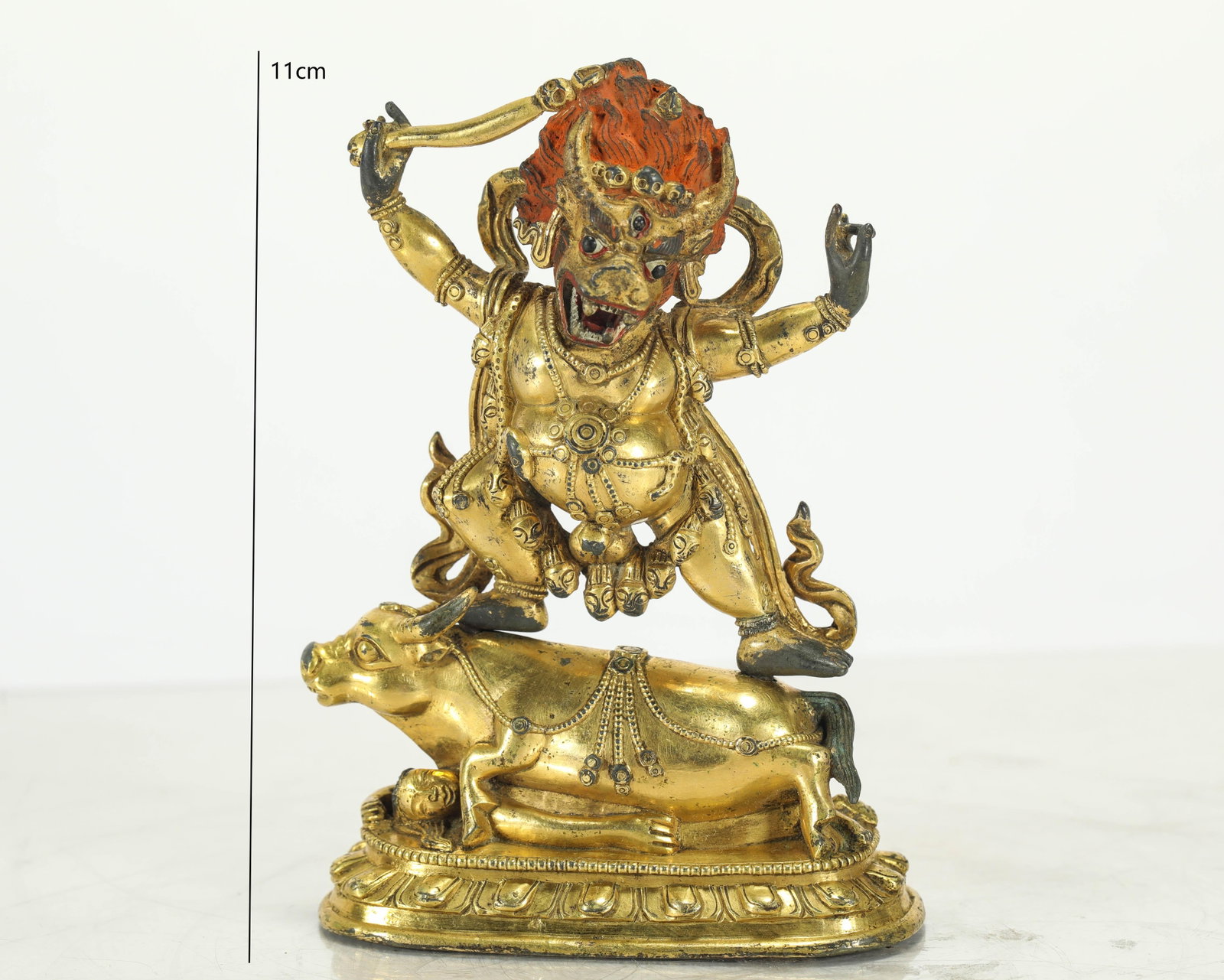 GILDED YAMA'S ENEMY FROM THE QING DYNASTY: H:11CM