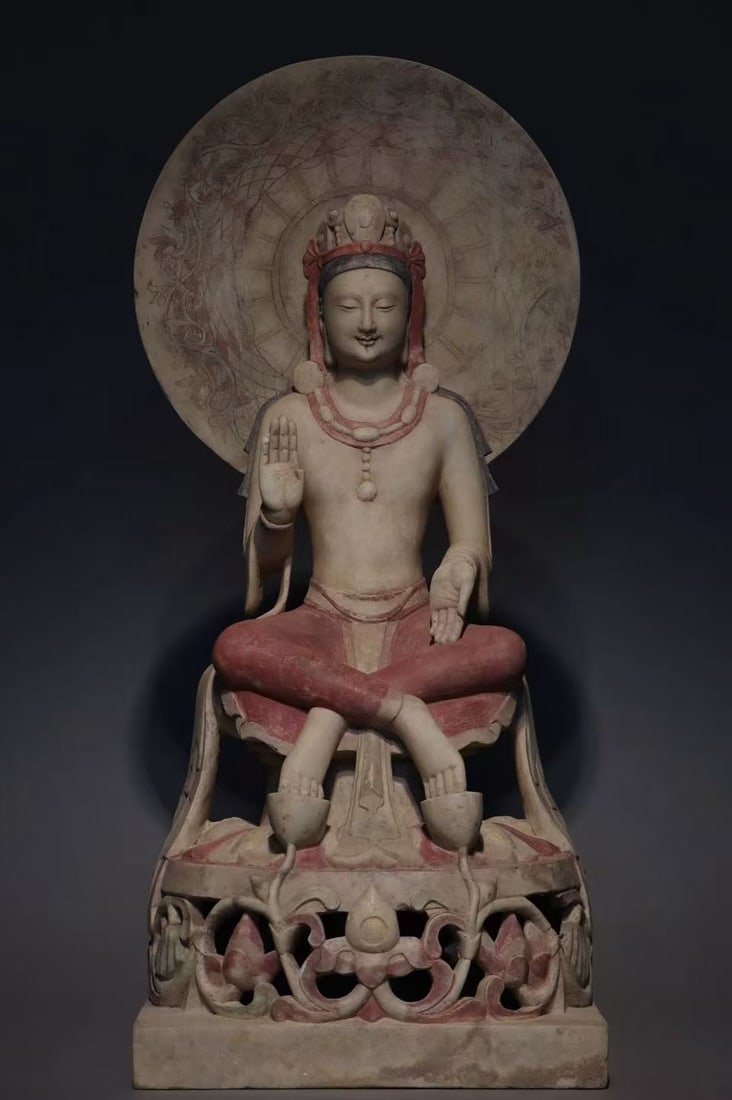 TANG DYNASTY WHITE STONE BODHISATTVA: H:57CM