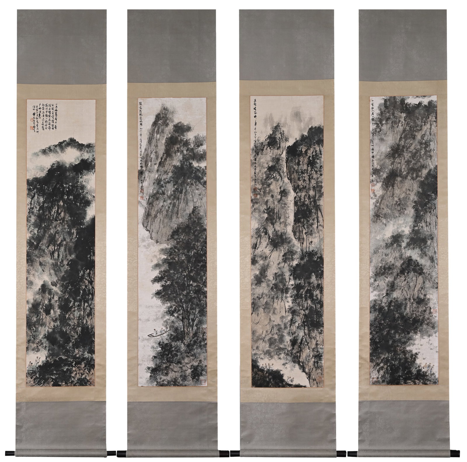FU BAOSHI'S LANDSCAPE PAINTINGS: H:140CM L:33CM