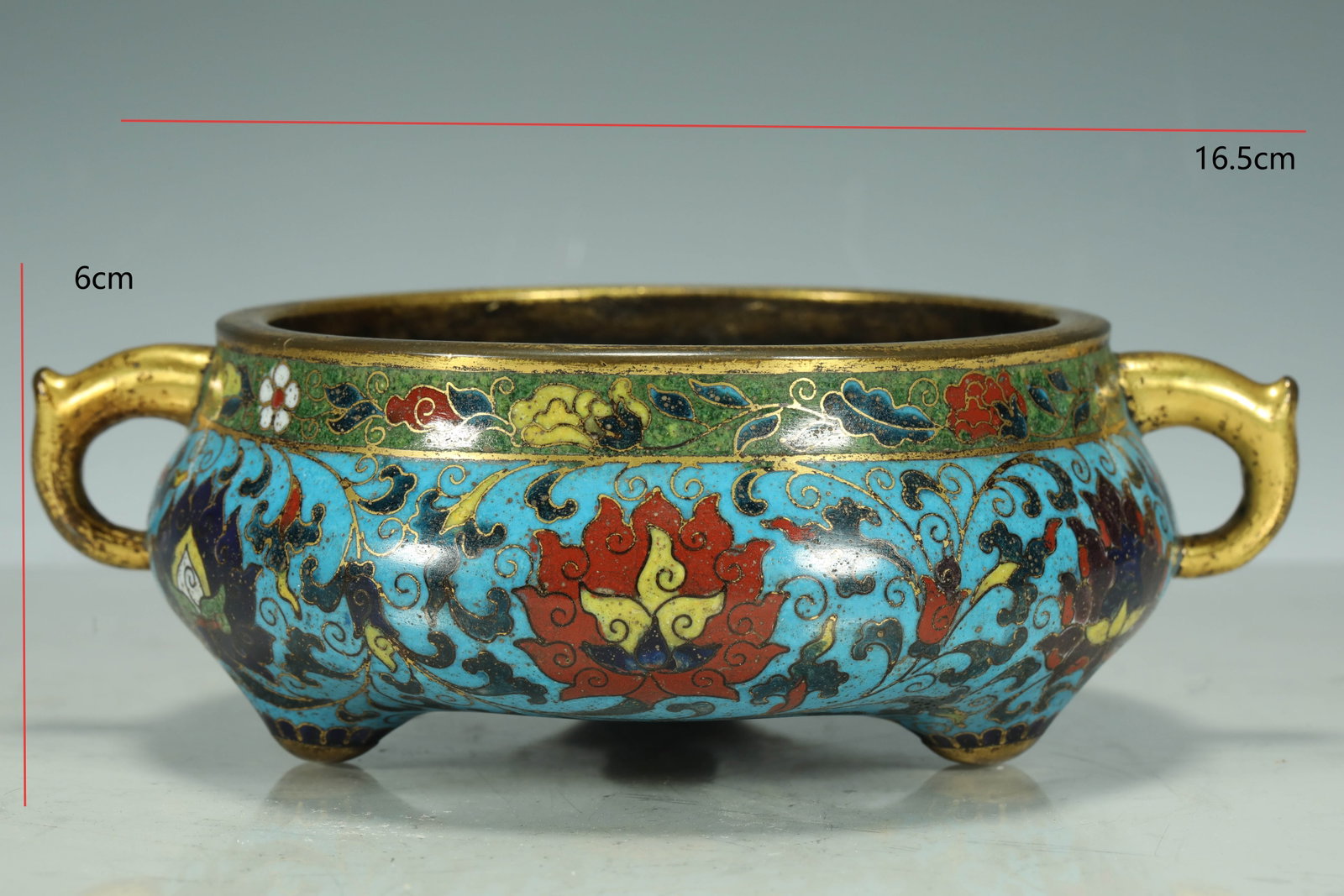 MING DYNASTY CLOISONN? INCENSE BURNER: H:6CM L:16.5CM