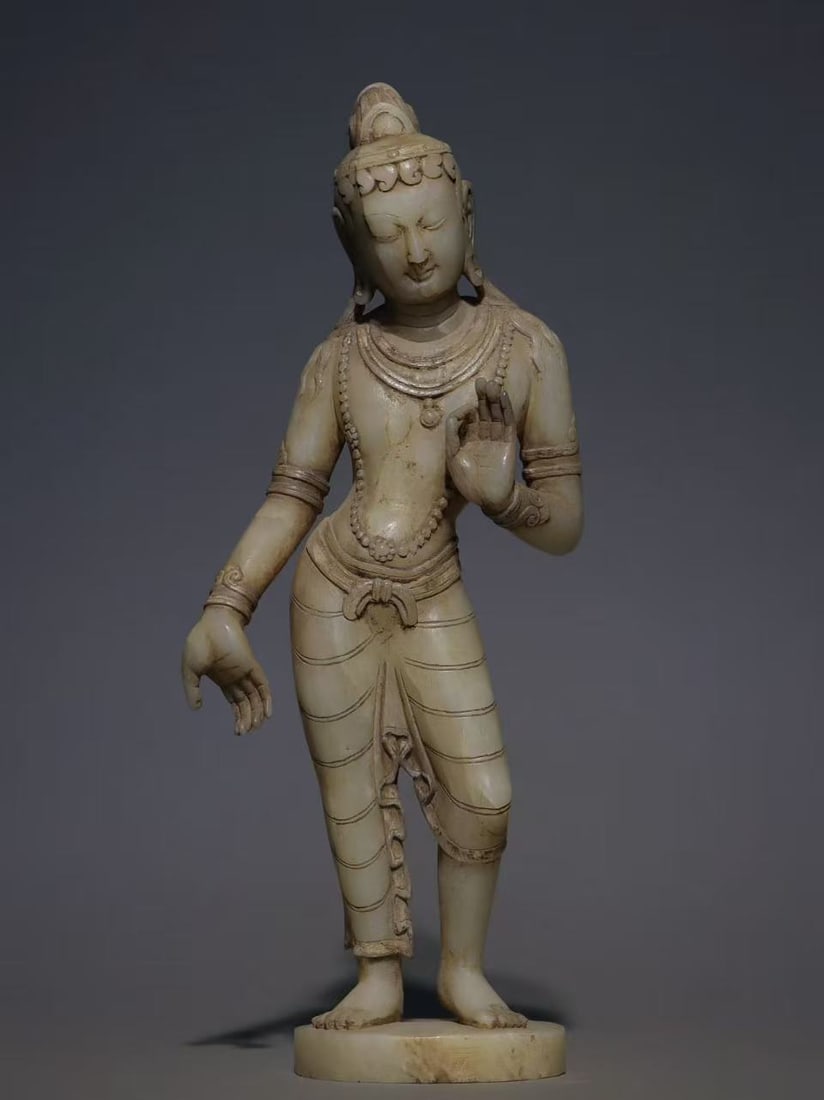 LIAO DYNASTY PYROPHYLLITE BUDDHA STATUE: H:26CM