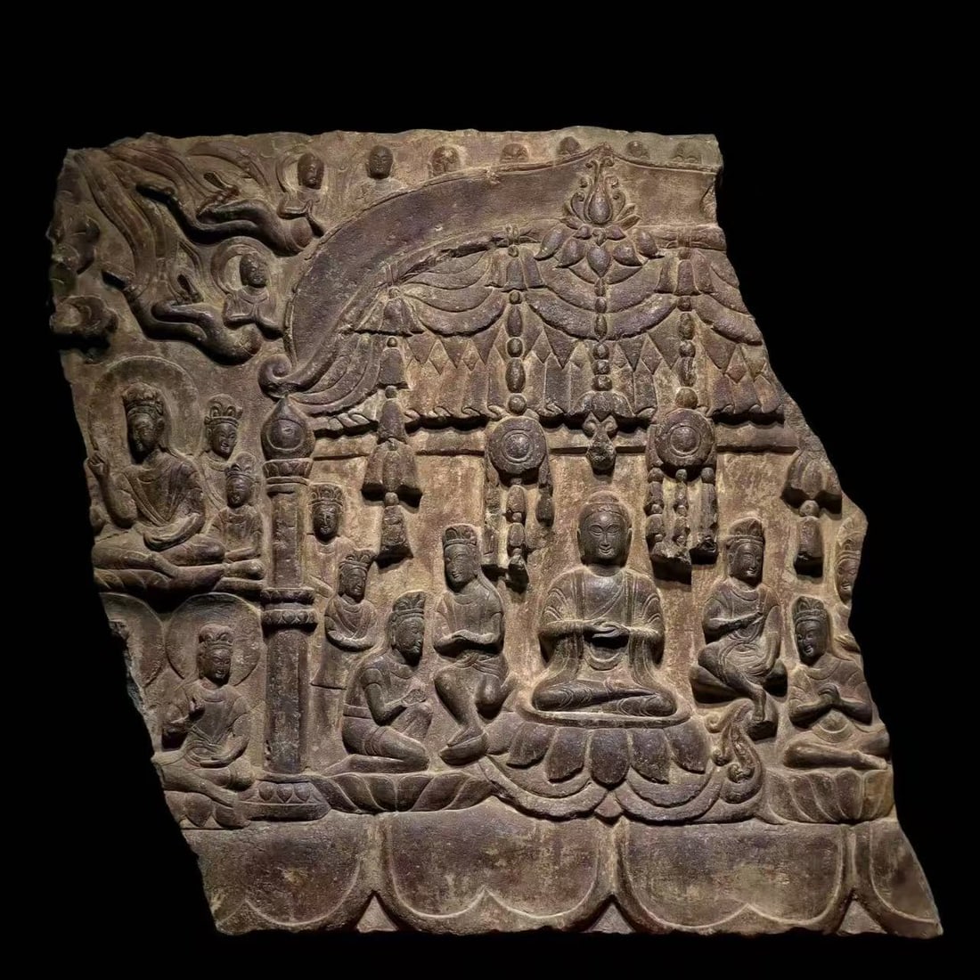 NORTHERN DYNASTIES WALL CARVINGS AND BROKEN CUPS: H:66CM L:72CM