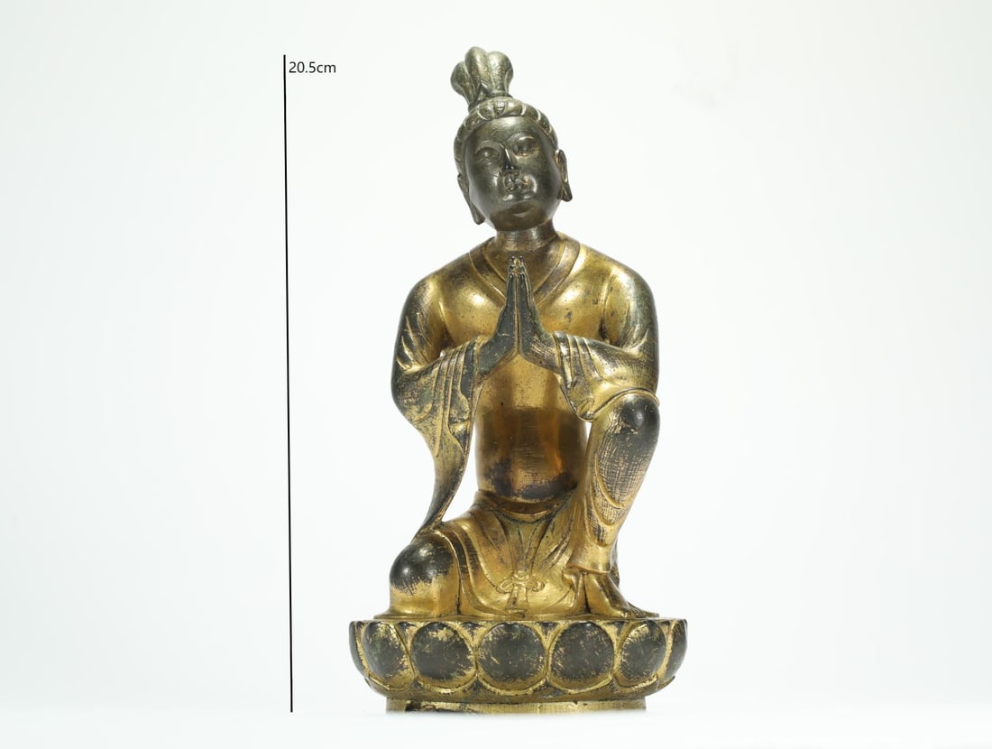 GILDED BODHISATTVA FROM THE TANG DYNASTY: H:20.5CM