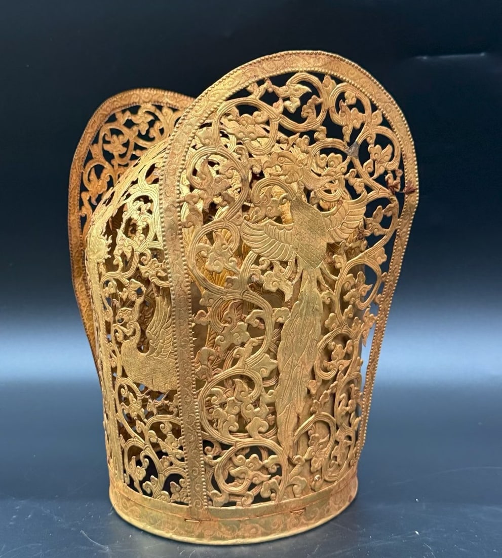 LIAO DYNASTY GILDED CROWN: H:30CM L:18CM