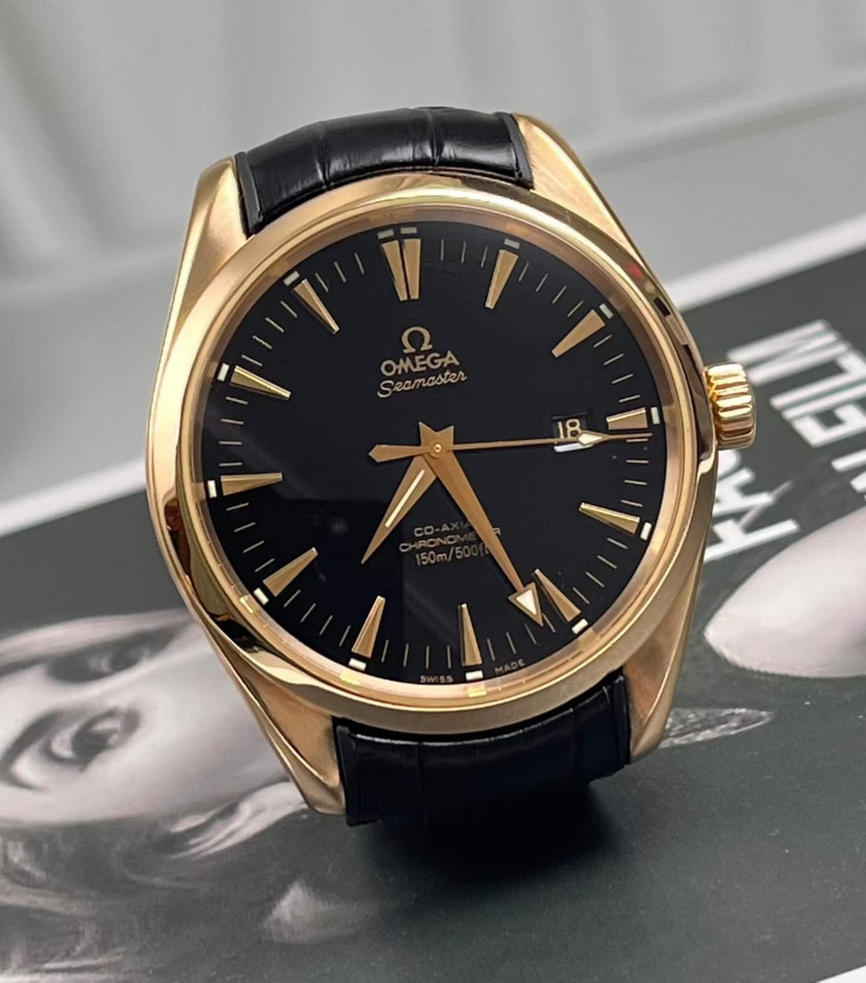Omega Seamaster Aqua-Terra Ref.2602.50.32 18K Yellow-Gold Chronometer Automatic Men's Wristwatch: D:42mm