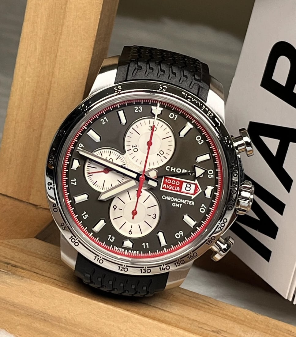 Chopard Mille Miglia Ref.168555-3001 Steel GMT Chronograph Watch: D:44mm