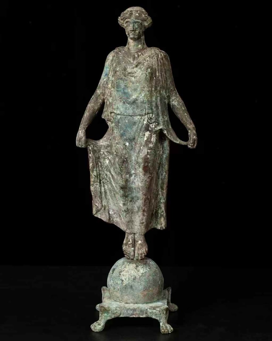 Ancient Roman (2nd-3rd CE) Antique Bronze Sculpture of Victory Goddess: H:43cm L:16.5cm W:11.5cm