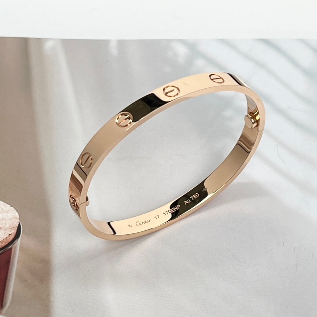 Cartier Love Wide Bracelet, 18K Rose Gold: 17#
