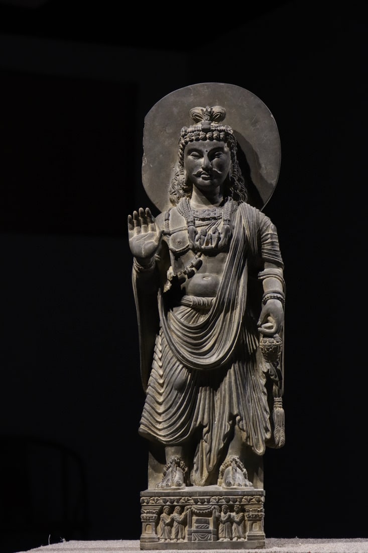 Gandh??ra Schist Standing Figure of Bodhisattva Maitreya, 2nd-3rd Century CE (1 of 9)