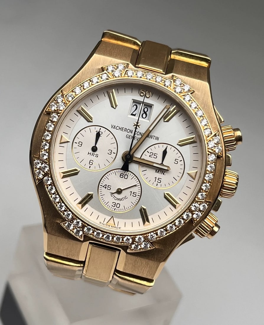 Vacheron Constantin Overseas 18K Yellow-Gold Diamond-Bezel Chronograph Watch: D:40mm