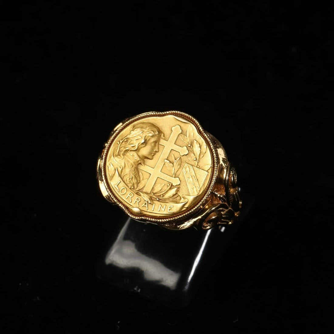 Art Nouveau Period Antique Joan of Arc Gold-Coin Ring, Crafted in Solid 22K Gold (1 of 8)
