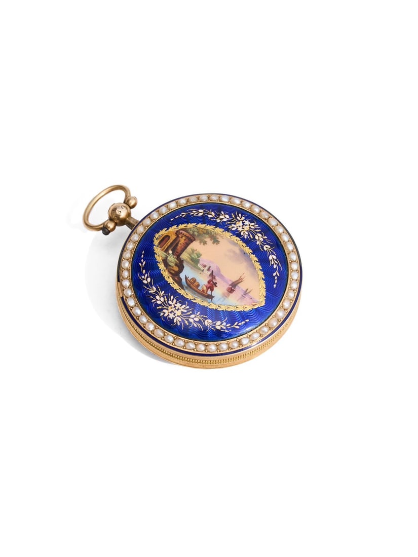 Early-19th-Century Swiss Pocket-Watch-Pendant, Masterwork by Jean Louis More, 18K Gold Painted: 4.2*3.2cmWt:22.8g Jean Louis More (1764-), was a Swiss watchmaker born in Geneva, a contemporary of the celebrated Abraham-Louis Breguet. Both men created timepieces for the Tsar, one example of which
