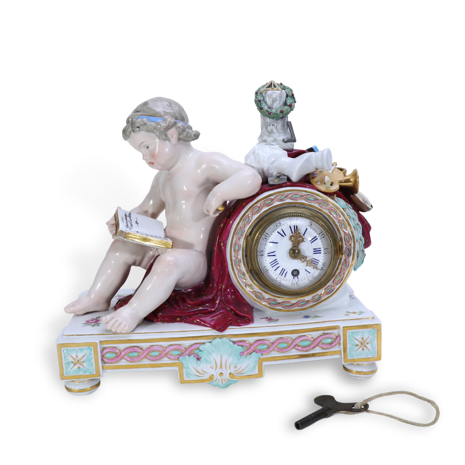 19th Century Meissen Porcelain Clock with Allegorical Reading Cupid (1 of 7)