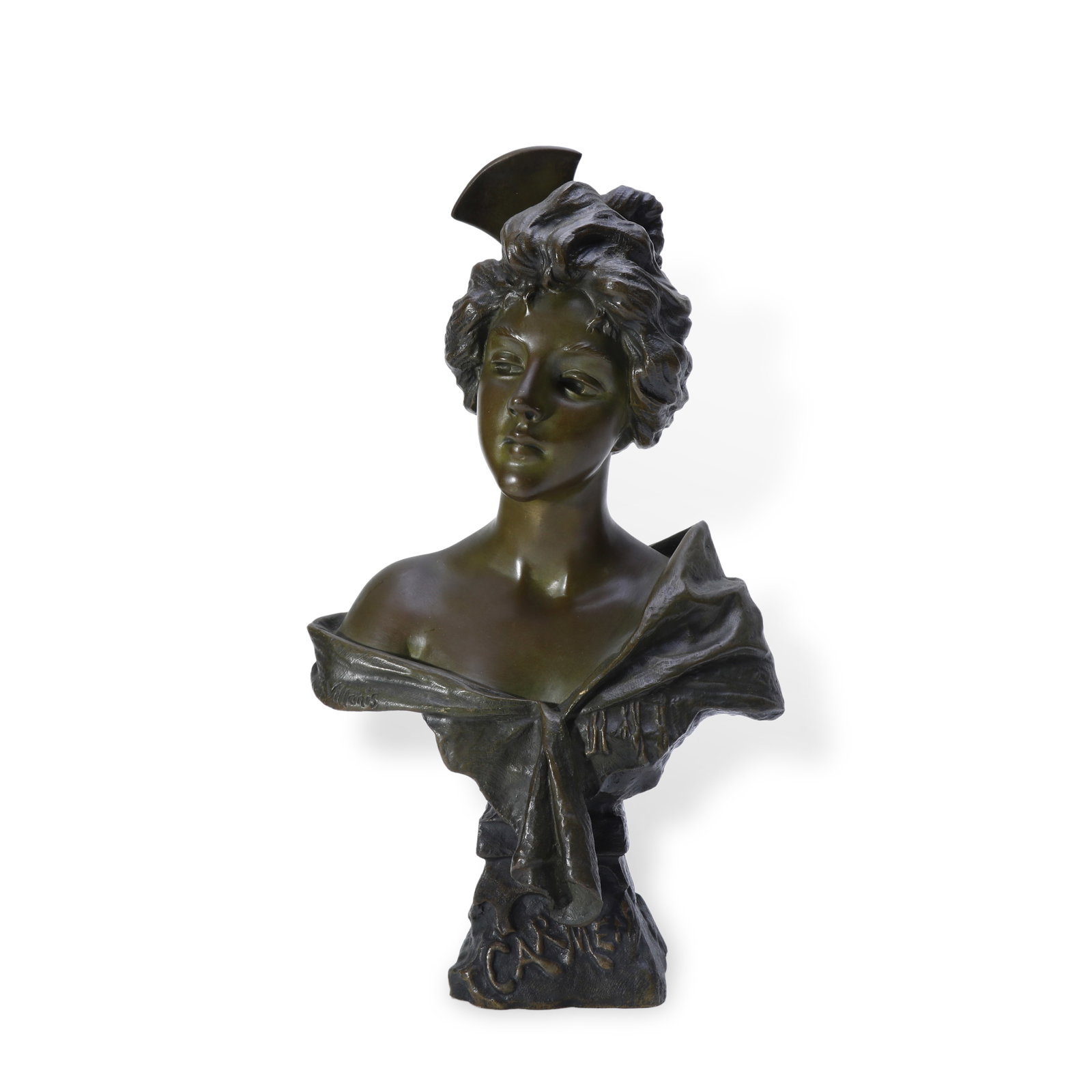 Late 19th Century French Art Nouveau Bronze Bust Carmen by Emmanuel Villanis (1858-1914) (1 of 7)