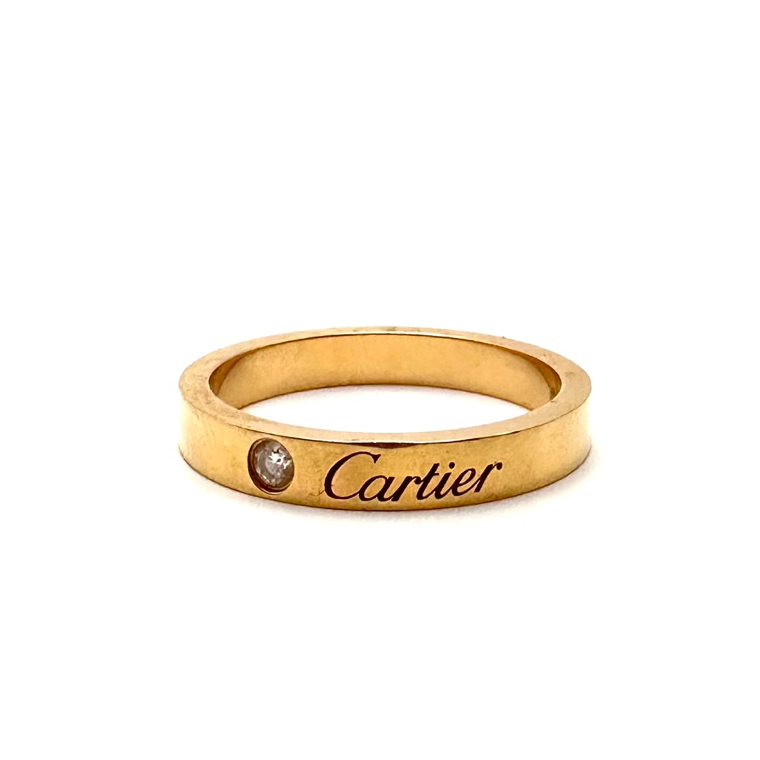 Cartier C de Cartier Ring, 18K Yellow Gold, Set with Single Diamond: 53#