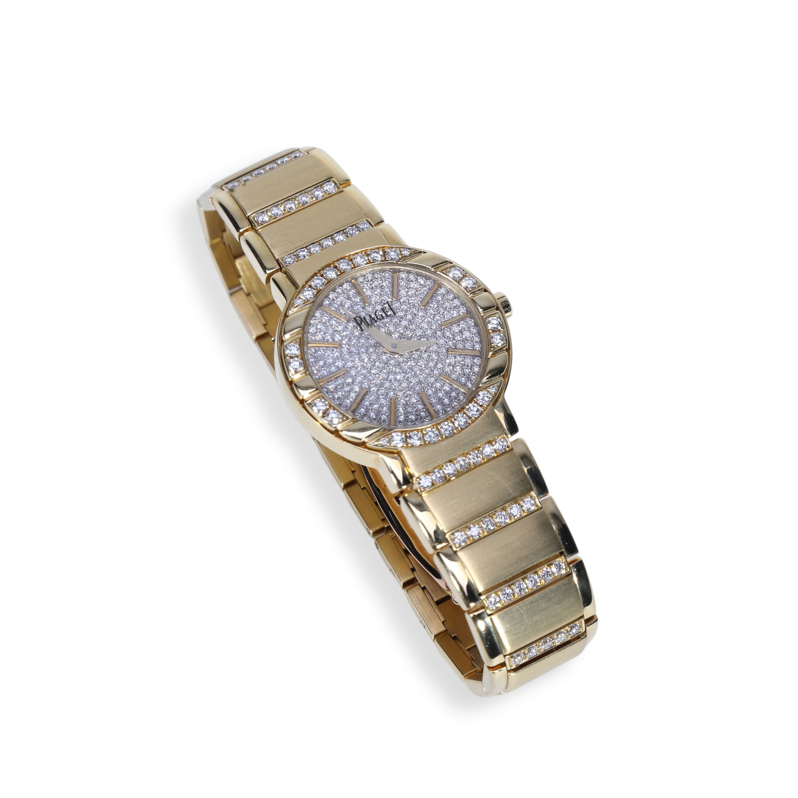 Piaget Polo Collection Full 18K Gold Diamond-Set Steel Bracelet Luxury Watch: D:28mm