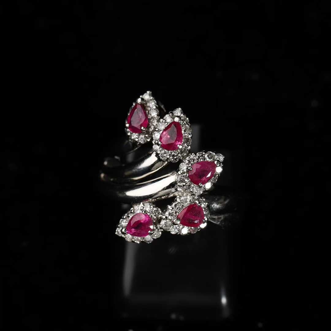 Retro-Period Platinum Ruby and Diamond Ring (1 of 7)