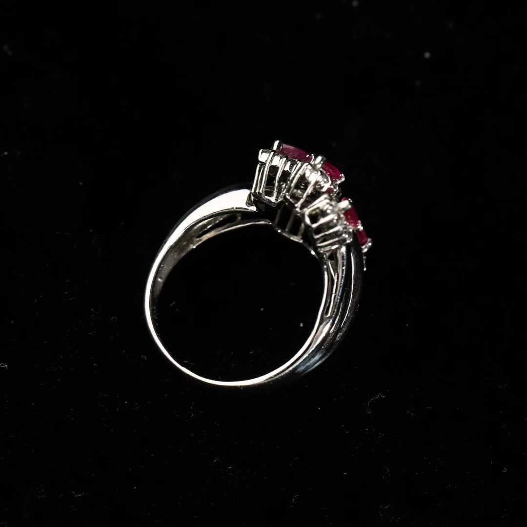 Retro-Period Platinum Ruby and Diamond Ring - 5