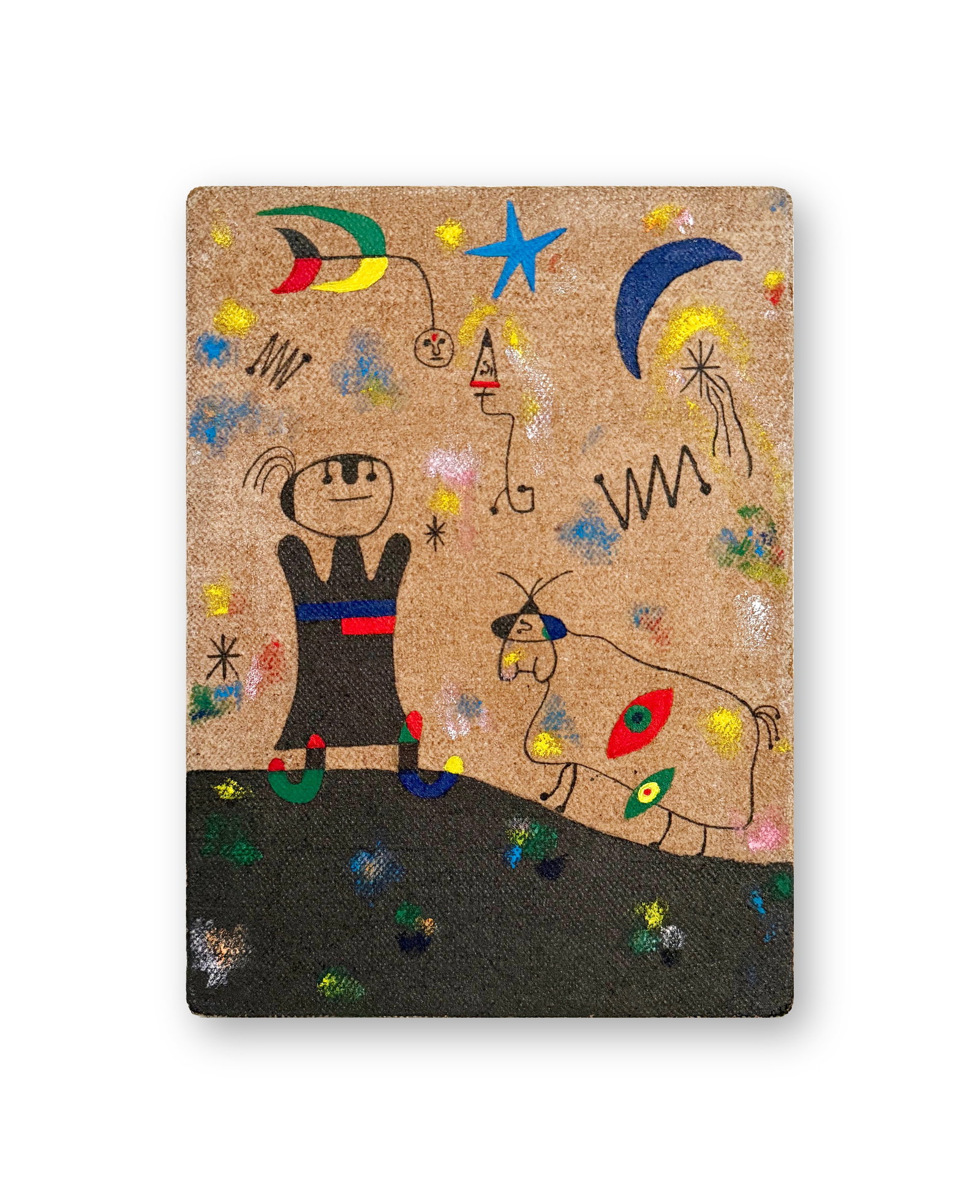 JOAN MIRO (1893-1983), ATTRIBUTED TO, OIL ON CANVAS: ALL PROPERTY IS SOLD AS IS, WHERE IS, WITH NO RETURNS, REFUNDS, OR CANCELLATIONS. Condition and Authenticity: Any statement in the catalogue, condition report, photographs, video, invoice, or other wr