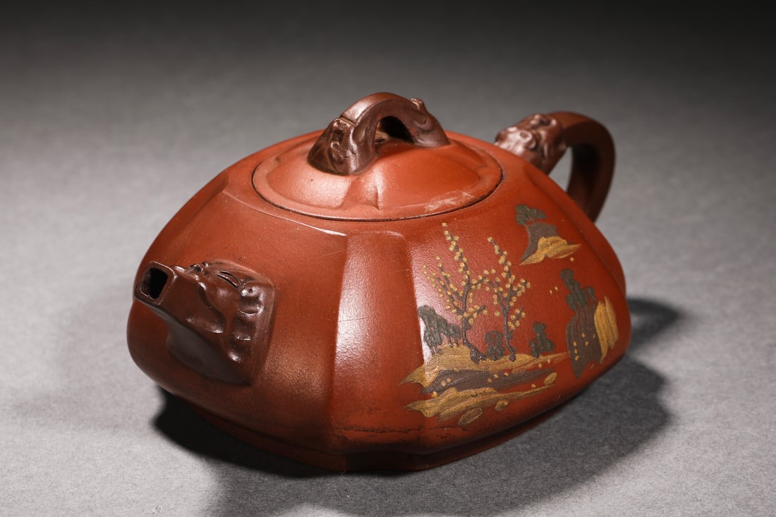 Gu Jingzhou dragon head purple clay pot: H8cm W15cm Wight296g
