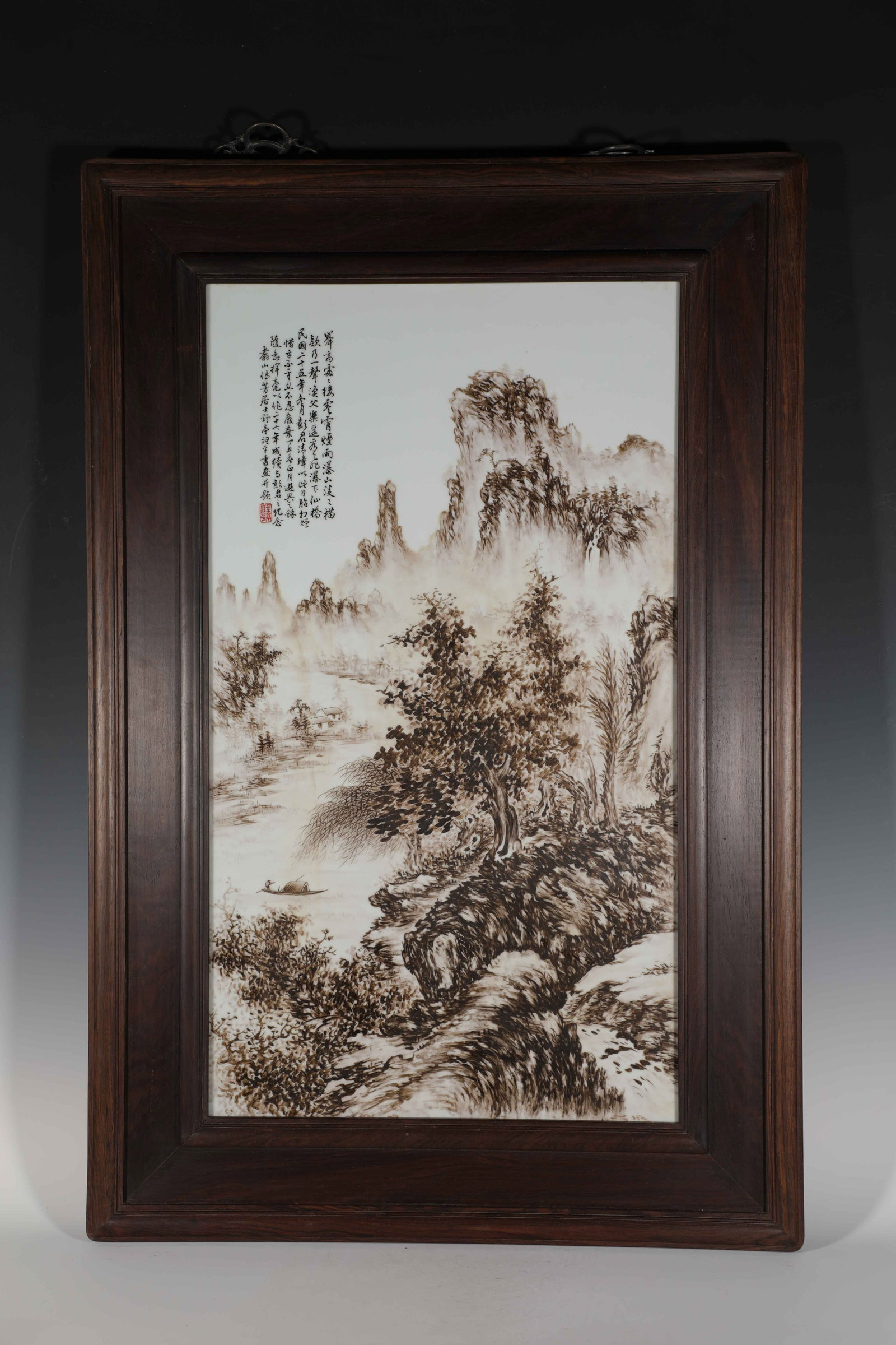 Qing Dynasty Ink and Color Porcelain Plate Painting: H81.5cm W63cm