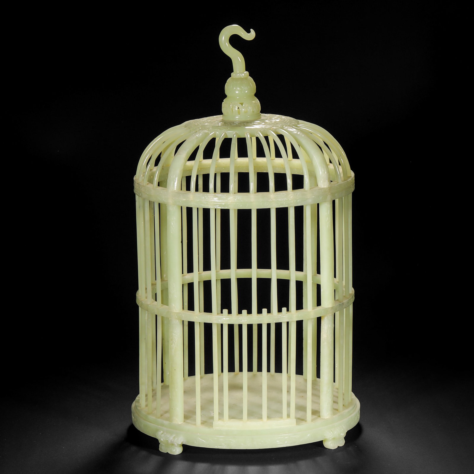 Before Ming Dynasty, Hetian Jade Birdcage: H44cm W23cm