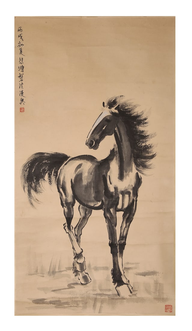 Chinese Ink Painting, Xu Beihong Horse Drawing: H102cm W55cm