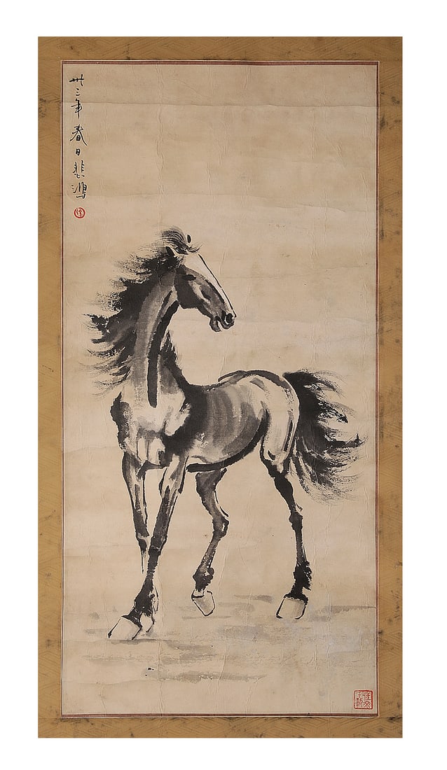 Chinese Ink Painting, Xu Beihong Horse Drawing: H84cm W40cm
