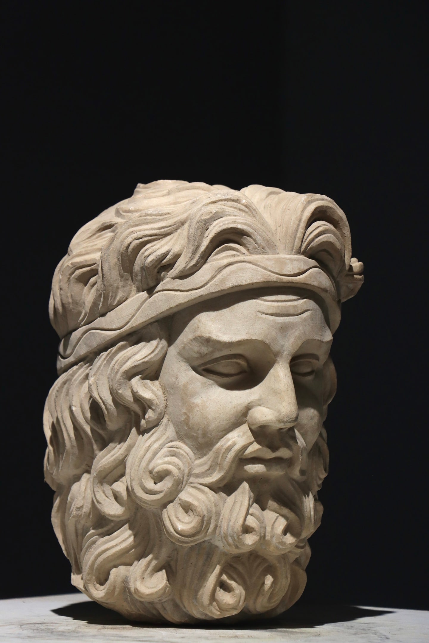 A 3-CENTURY ANCIENT GREEK STONE STATUE OF ZEUS' HEAD - 3