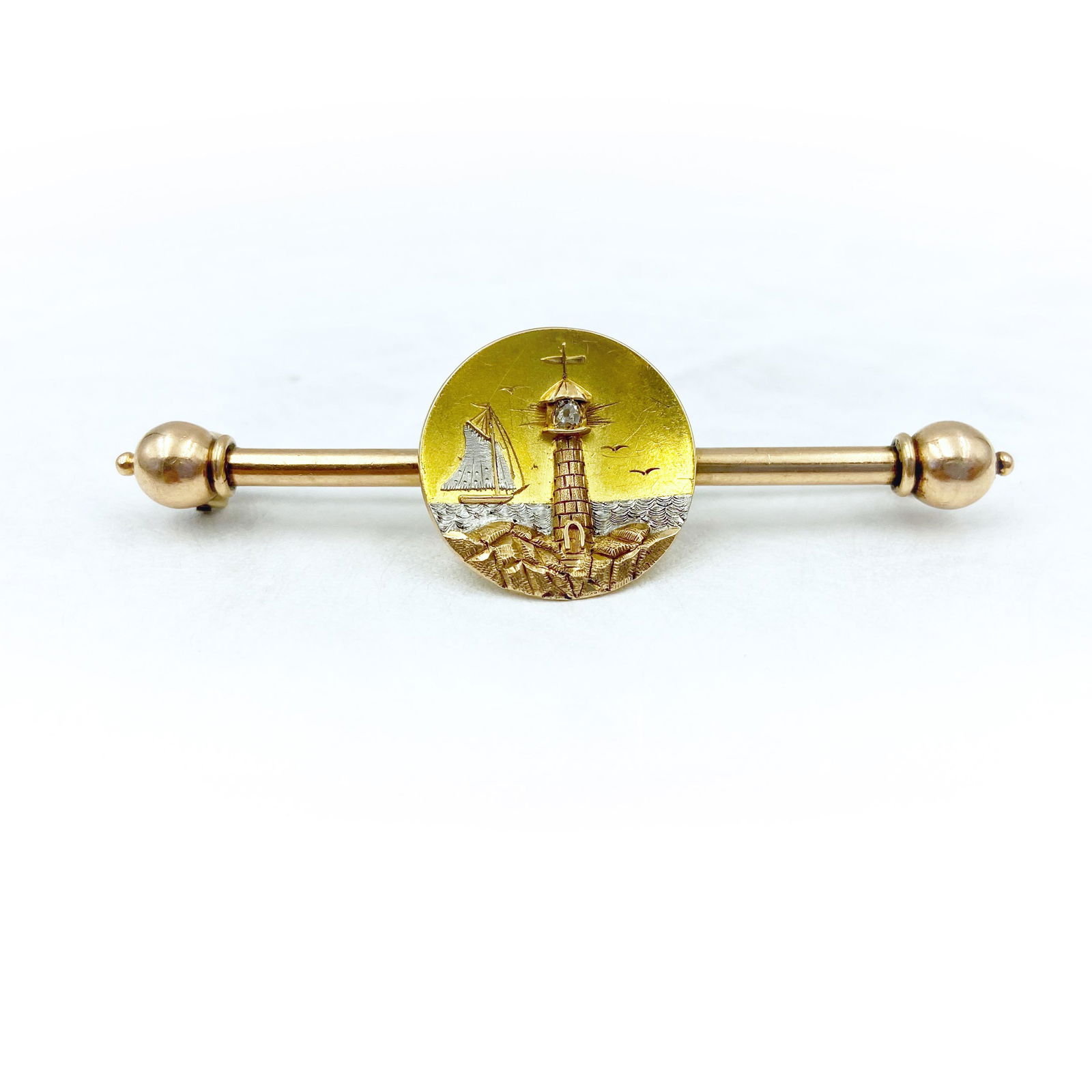 Victorian Gold Diamond Lighthouse Pin (1 of 8)