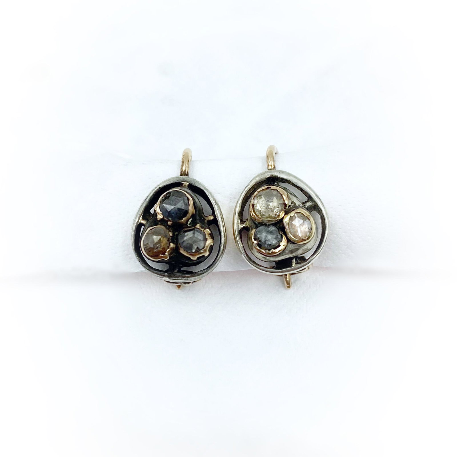 Georgian Gold Silver Diamond Earrings (1 of 5)