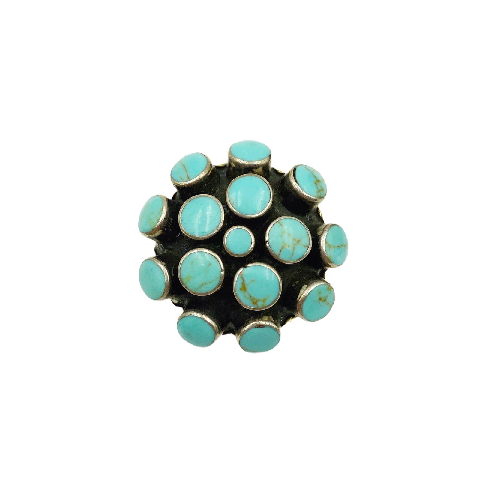 Mid Century Gold Turquoise Huge Statement Ring (1 of 5)