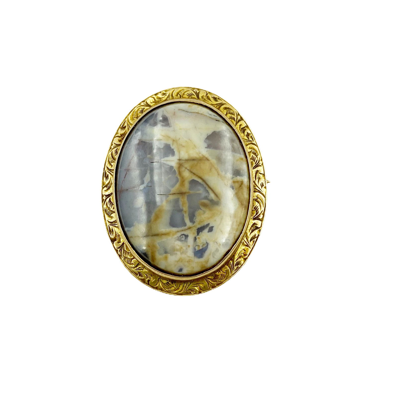 Victorian Gold Agate Brooch Signed (1 of 4)